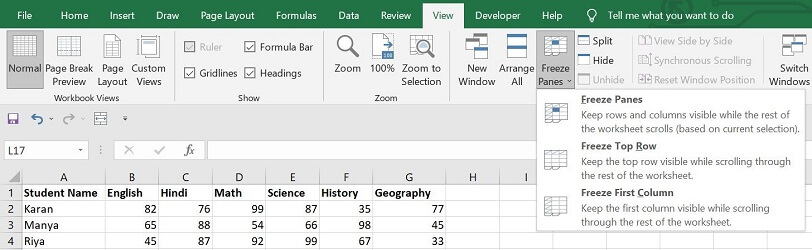 Freeze Columns And Rows In Excel