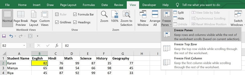 Freeze Multiple Rows and Columns Together